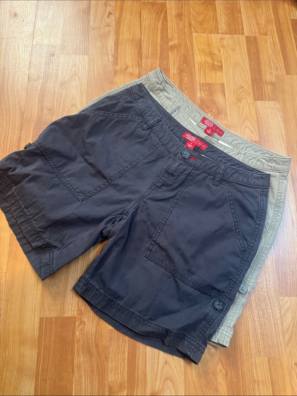 EMS women’s 2 pairs Eastern mountain sports hiking tan/grey shorts size 0